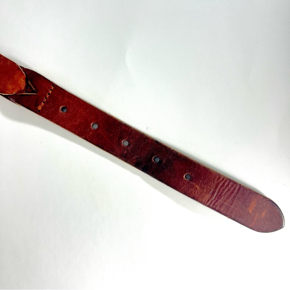 Fossil Leather Belt Multi Color Chain Braid Brown… - image 6